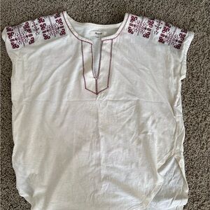 White Top with Red Embroidery